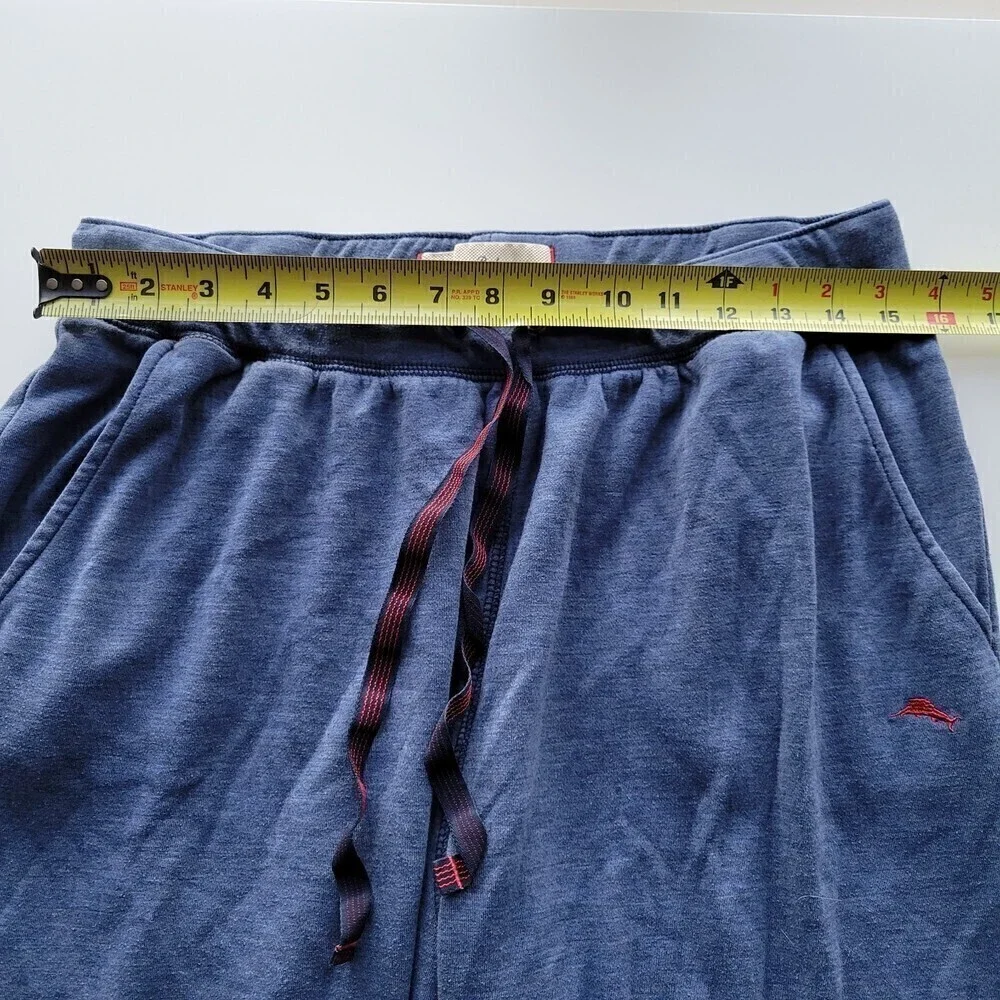 Tommy Bahama Blue Cotton Blend Drawstring Pull On Long Lounge Pants Size Large